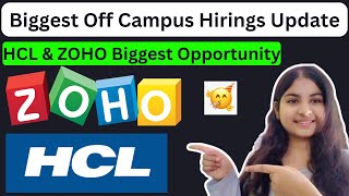 Zoho and Hcl Biggest Hirings  Software Developer  Freshers and Experience both can apply [upl. by Berkley567]