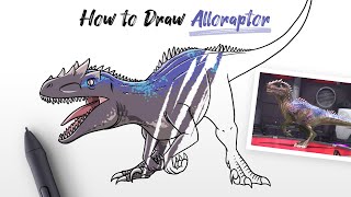 How to Draw Alloraptor dinosaur from Jurassic World Alive Easy Step by Step [upl. by Iznek181]