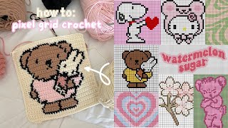 how to crochet ANY pixel grid with 100 FREE designs  beginnerfriendly tutorial [upl. by Ecirtaemed199]