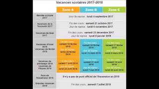 vacances scolaires 2017  2018 [upl. by Eak]