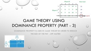 Game Theory using Dominance Property  Operations Research [upl. by Balcke471]