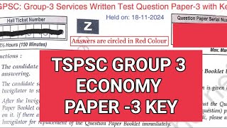 TSPSC GROUP 3 EXAM PAPER 3 ECONOMY ANSWERS KEY [upl. by Warga]