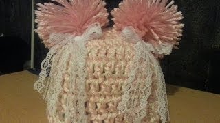 How to Crochet a Hat  Pom Pom Baby Hat [upl. by Airdnaxila]