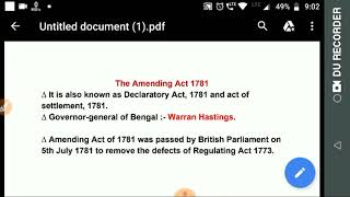 Amendment act 1781  settlement act  By sss education hub for ssc cgl  upsc [upl. by Shyamal727]