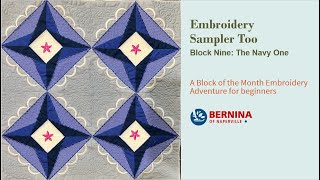 Embroidery Sampler Too Block 9  The Navy One [upl. by Inanak806]