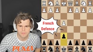 Magnus plays French defence against a 3000 rated GM [upl. by Toffic]