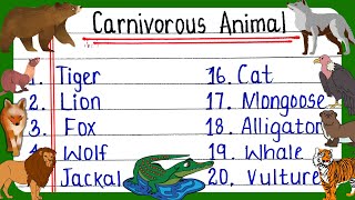 30 Carnivorous Animals Name  Carnivores Animals Name in English  Flesh eating Animals [upl. by Nibbor]