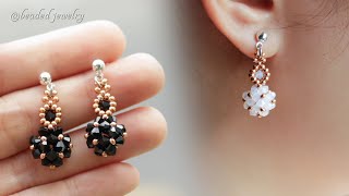 DIY beaded bead earrings Easy to make for beginners Jewelry making [upl. by Edwyna]