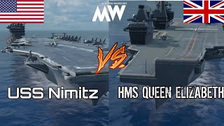 5 HMS Queen Elizabeth vs 5 USS Nimitz  Aircraft Carrier Battle  Modern Warships [upl. by Gualterio679]