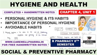 Hygiene and health  Chapter 4 Unit 1  Social and preventive pharmacy 8th Semester [upl. by Amery]