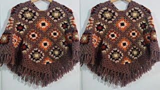 FACIL DE HACER PONCHOS Y GORRAS TEJIDAS A CROCHET PARA DAMAS [upl. by Watts]