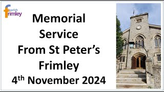 3rd November Memorial Service Frimley St Peters [upl. by Elin]