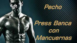 Ejercicio de pectorales press banca con mancuernas [upl. by Aihsercal]