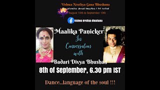 Vishwa Nruthya Bhushana Maalika Panicker in conversation with Badari Divya Bhushan [upl. by Peednus]