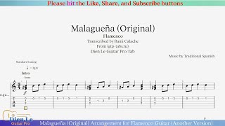 Malagueña Original Arrangement for Flamenco Guitar with Tab Another Version [upl. by Adnilab765]