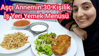 Aşçı Annemin 30 Kişilik İşyeri Yemek Menüsü  Özel Soslu Tavuk Şinitzel Erişte Pilavı Kış salatası [upl. by Nagah694]