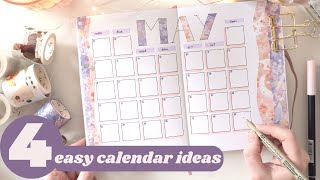 4 ✨Easy✨ Monthly Calendar Ideas for your Bullet Journal [upl. by Naugal]