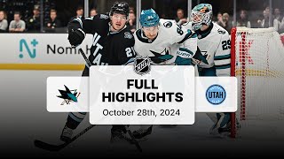 Sharks at Utah Hockey Club  October 28 2024  NHL Full Game Highlights [upl. by Johnsten]