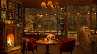 4K Cozy Coffee Shop ☕ Smooth Piano Jazz Music for Relaxing Studying Sleeping [upl. by Enar678]