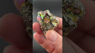 Top pick Natural ultra rainbow iridescent gem Pyrite crystal Las Minas Veracruz Mexico 417 g [upl. by Knuth245]