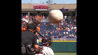 Foul ball SHATTERS camera at College World Series 💥 [upl. by Parette]