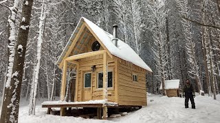 BUILDING a Small Cabin in the WOODS COMPLETE BUILD [upl. by Mountford360]