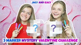 3 Marker Mystery Valentine Challenge  Jacy and Kacy [upl. by Florri]