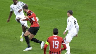 VAR ignores Aurélien Tchouaméni red card tackle on Álvaro Morata vs Real Madrid vs AC Milan UCL 2024 [upl. by Hampton]