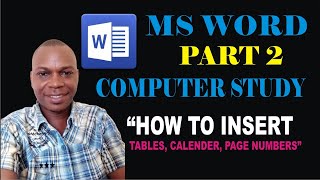 Computer Study Part 2  How to insert Table Calendar Page Number using Ms Word [upl. by Ahrens]