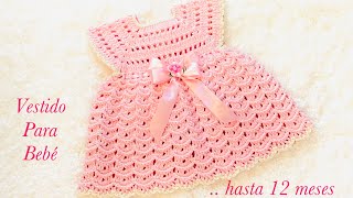 Vestido para bebé de 0 a 3 meses a crochet paso a paso VARIAS TALLAS Y FACIL Crochet for Baby [upl. by Hajan]