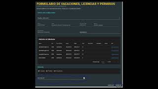 Solicitud vacaciones licencias permisos usuarios [upl. by Helsell]