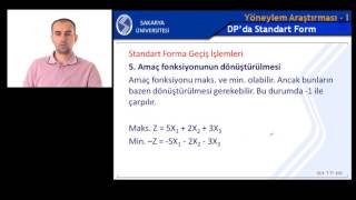 Yöneylem Araştırması 1 Hafta 4 Bölüm 1 Simpleks Algoritması [upl. by Ardy]