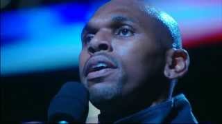 Jerry Stackhouse Sings National Anthem for Brooklyn Nets [upl. by Pallas]