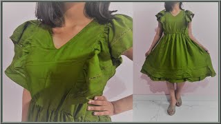 Designer Frill Frock Cutting And Stitching  Most Beautiful and easiest way to make a frock  DIY [upl. by Acyre]