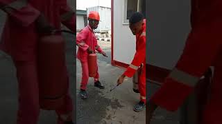 Demonstration on how to use the F500 EA Fire Extinguisher using the PASS Formula [upl. by Ahsilif571]