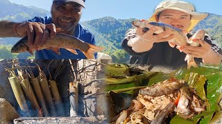 CAUGHT A HIMALAYAN TROUT FISH IN THE FRESH RIVER AND COOKED ARUNACHAL PRADESH [upl. by Moreville]