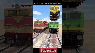 DIFFERENT RAILROAD CROSSING  TRAINS ON TOP OF THE TRAIN CROSSING  HintsGamerz train [upl. by Aicertal448]