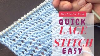 Quick and Simple Lace Stitch  Knitting Lace Stitches [upl. by Akinot263]