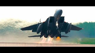 F15C Eagle Fighter Jet Takeoff And Vertical Climb During Clear Sky 2018 in Ukraine [upl. by Ttimme735]