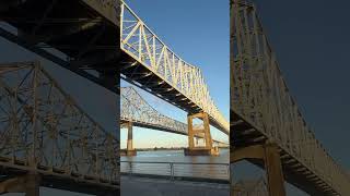 Crescent City Connection bridges over Mississippi River at port of New Orleans neworleans bridges [upl. by Nedgo567]