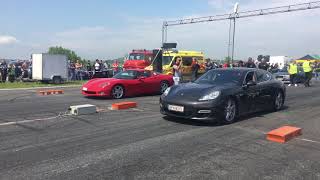 Porsche Panamera turbo drag race 50 V8  600 HP vs Chevrolet Corvette LS2 60 V8  Best cars [upl. by Harmonia]