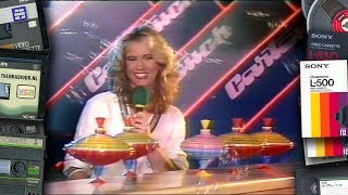 TV Sky Channel 19850421  Sky Trax Eurochart Top 50  Linda de Mol  Cartouch  Utrecht matig [upl. by Aleakim]