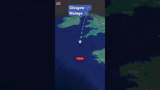 Flight from Glasgow to Malaga ✈️ travelroutes airline map [upl. by Xonk]