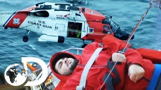 Extremely Tricky Emergency Airlift Rescue On Rough Sea  Deadliest Catch [upl. by Nahpos301]