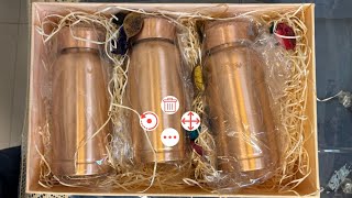 Pure Copper Bottle Set  3pcs Copper Bottle Set  Pure Copper Bottle  By Crockery Wala And Comp [upl. by Ximenez]