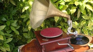 Vintage Phonograph Gramophone With Brass Horn And HMV Sound Box  See Video [upl. by Nnylirak]