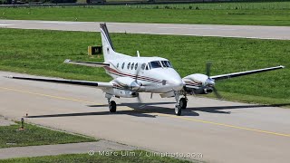 Beechcraft C90B King Air Approach  Landing  Taxiing PT6 TURBOPROP ENGINE SOUND at Augsburg Airport [upl. by Ylrebme]