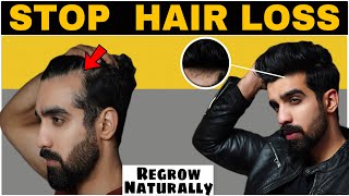 7 Ways to STOP HAIR FALL NATURALLY REGROW Hair Hair fall Hair thinning Receding hairline [upl. by Vadnee]