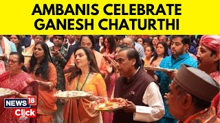 Nita And Mukesh Ambani Celebrate Ganesh Chaturthi At Antilia  Mukesh Ambani  English News  N18V [upl. by Burtie]