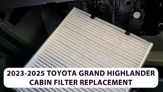 How To RemoveReplace 20232025 Toyota Grand Highlander Cabin Air Filter Replacement [upl. by Eenet]